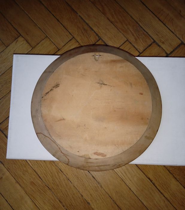 Drewniany góralski talerz ozdobny okrągły z żubrem