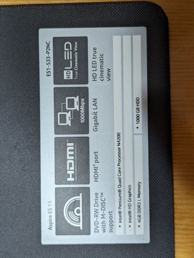 ТопКейс ноутбука с клавиатурой Acer Aspire ES 15 ; ES1-533-P2NC