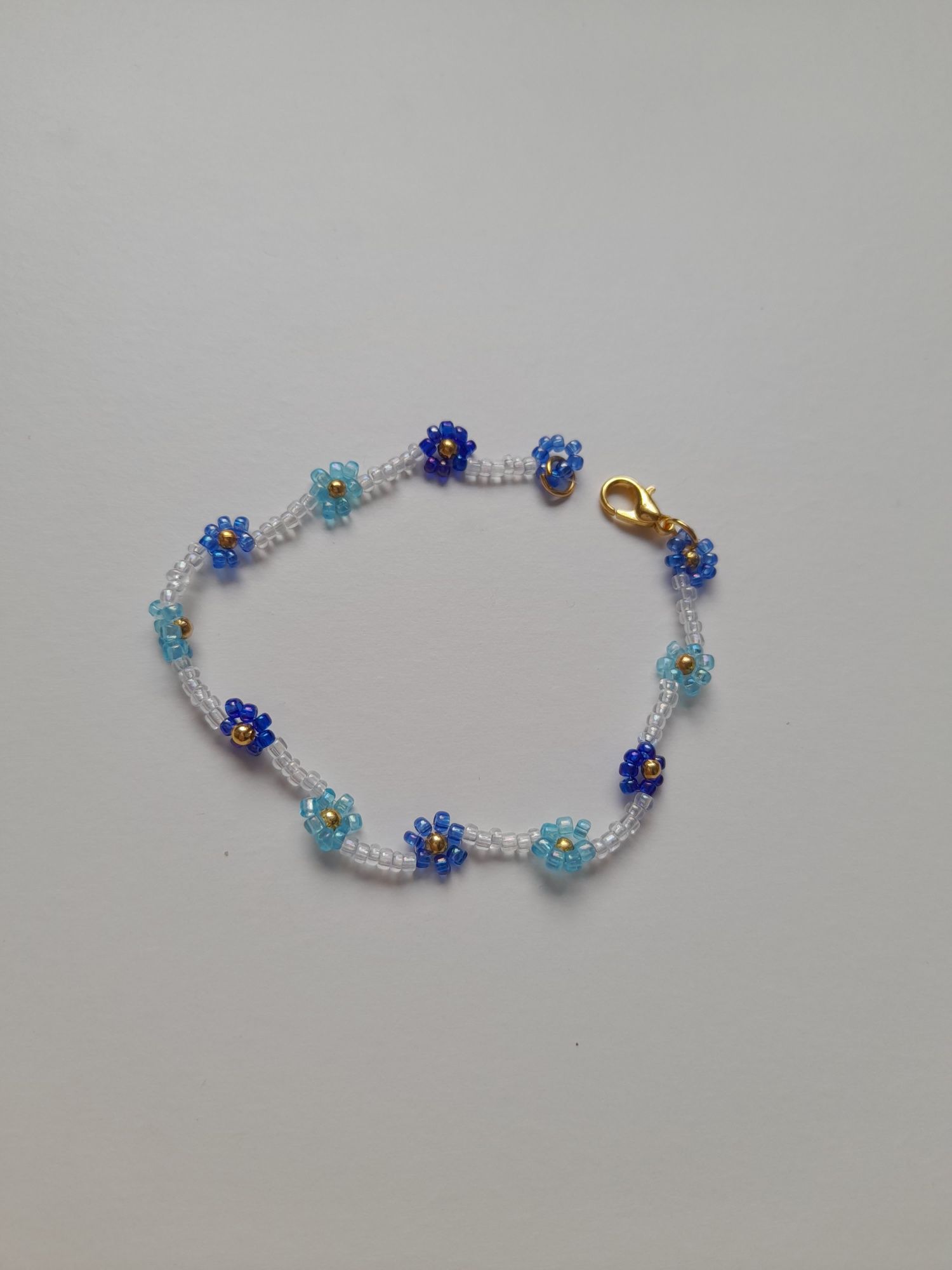 Bransoletka nowa kwiaty niebieska rękodzieło koraliki biżuteria diy