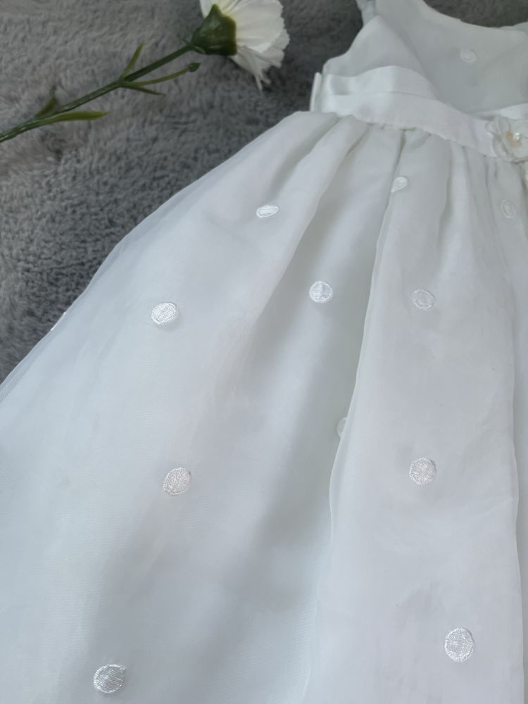 sukienka weselna ślubna dziewczęca biała elegancka roczek chrzciny