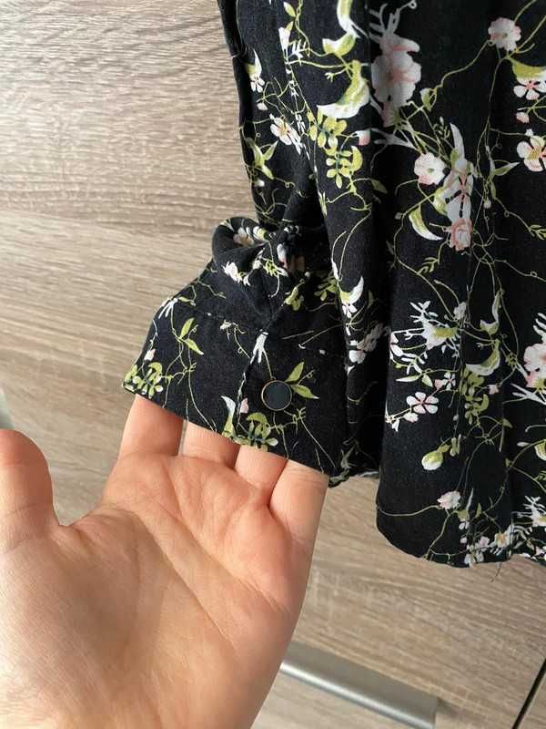 Koszula kolorowa w kwiaty elegancka z kołnierzykiem damska do biura S