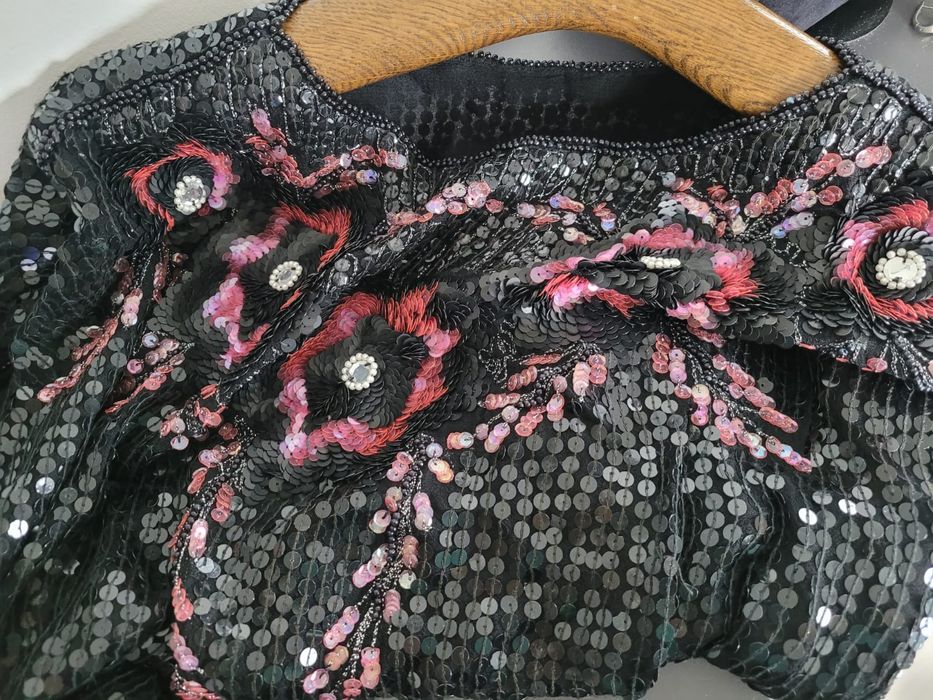 Bluzka top cekiny Sylwester bogato zdobiona S/M