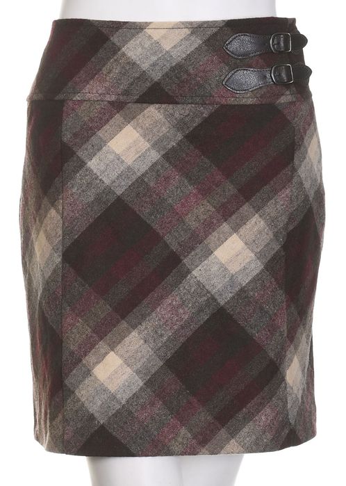 S.OLIVER ciepła brązowa spódniczka w kratkę 30% wełna r. 38