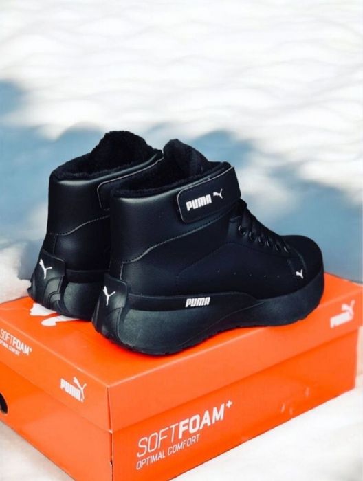 Женские зимние кроссовки Puma/жіночі шкіряні зимові черевики пума