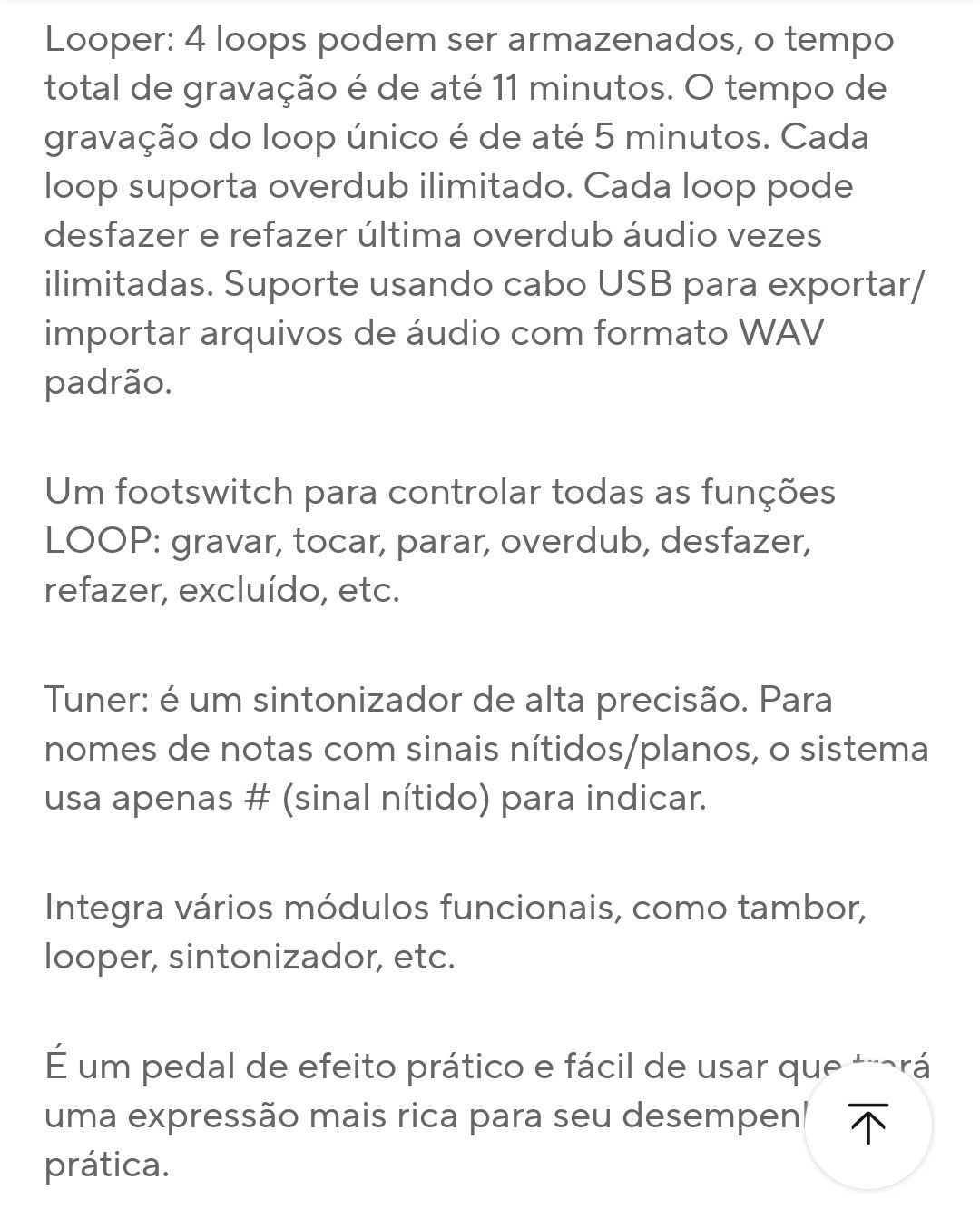 Pedal de guitarra LOOPER + Drums. Novo.