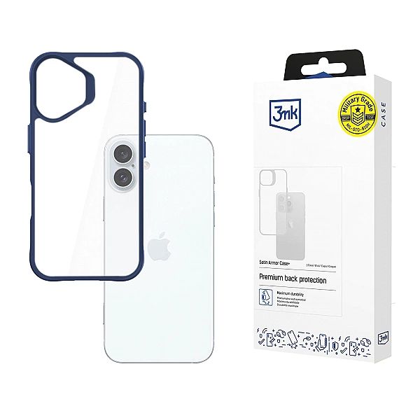 Etui 3mk Satin Armor Case+ Blue na Apple iPhone 16 Plus - przezroczyst
