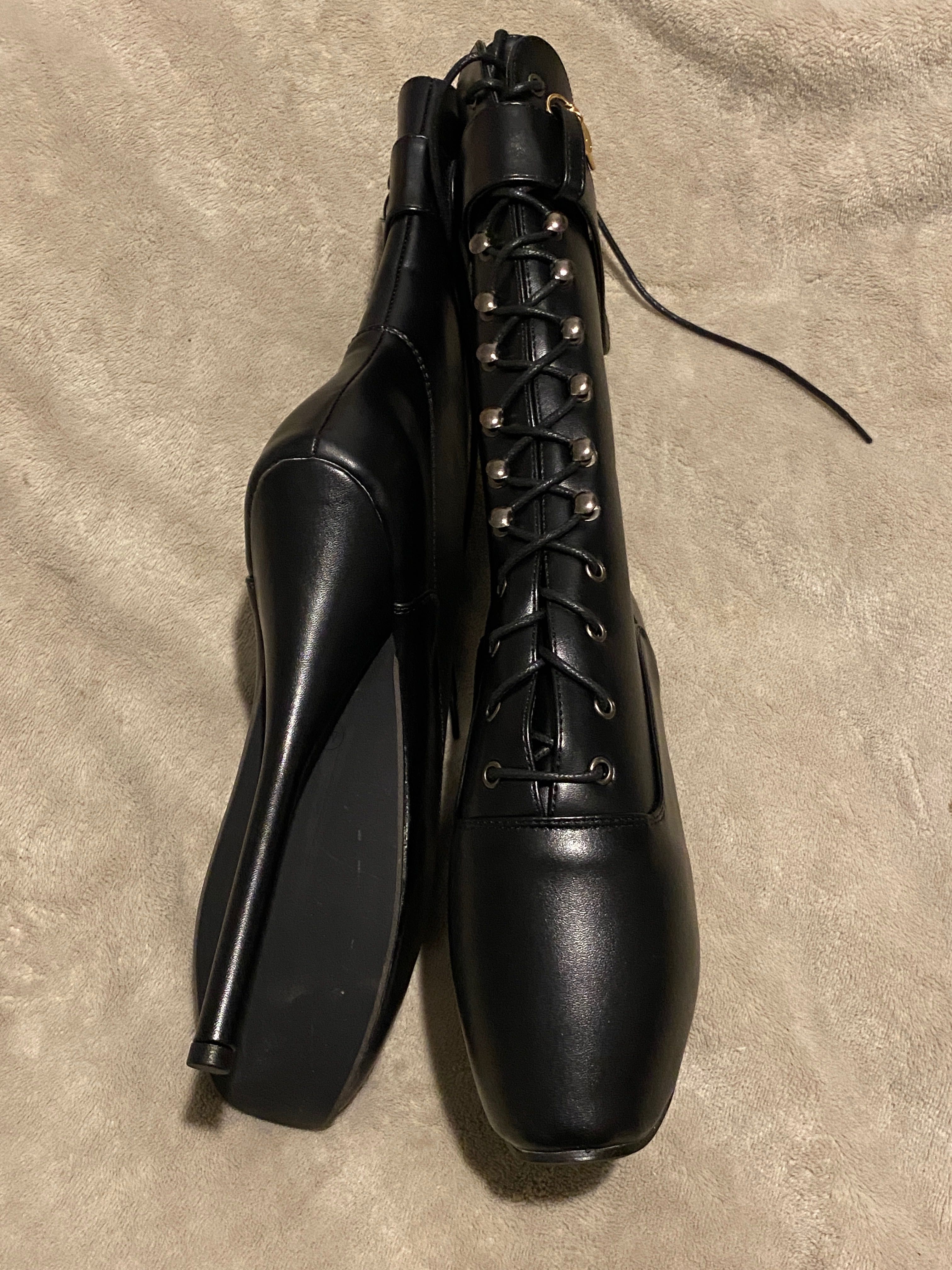 Skórzane eko wysokie szpilki 20 cm pole dance boots nie latex