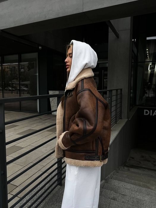 Жіноча дублянка косуха авіатор з еко хутром - тренд цього сезону