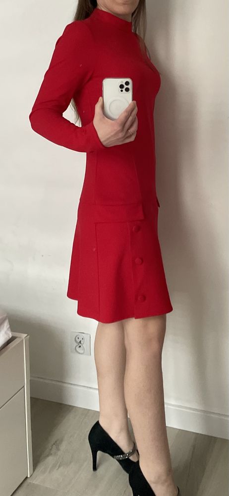 Czerwona Sukienka ORSAY r. 36 długi rękaw
