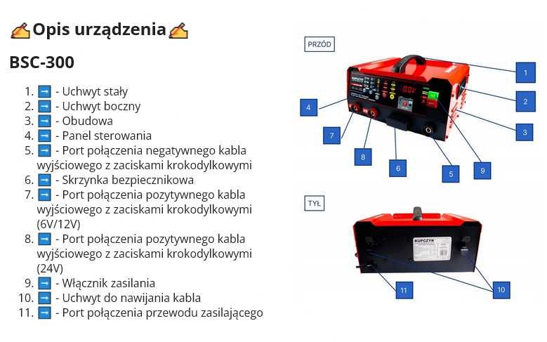 Prostownik z rozruchem BCS300 Kupczyk 6,12,24V GEL WET AGM