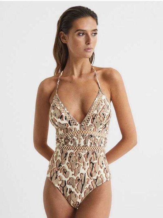 Купальник жіночий суцільний gia з принтом та вирізом Reiss