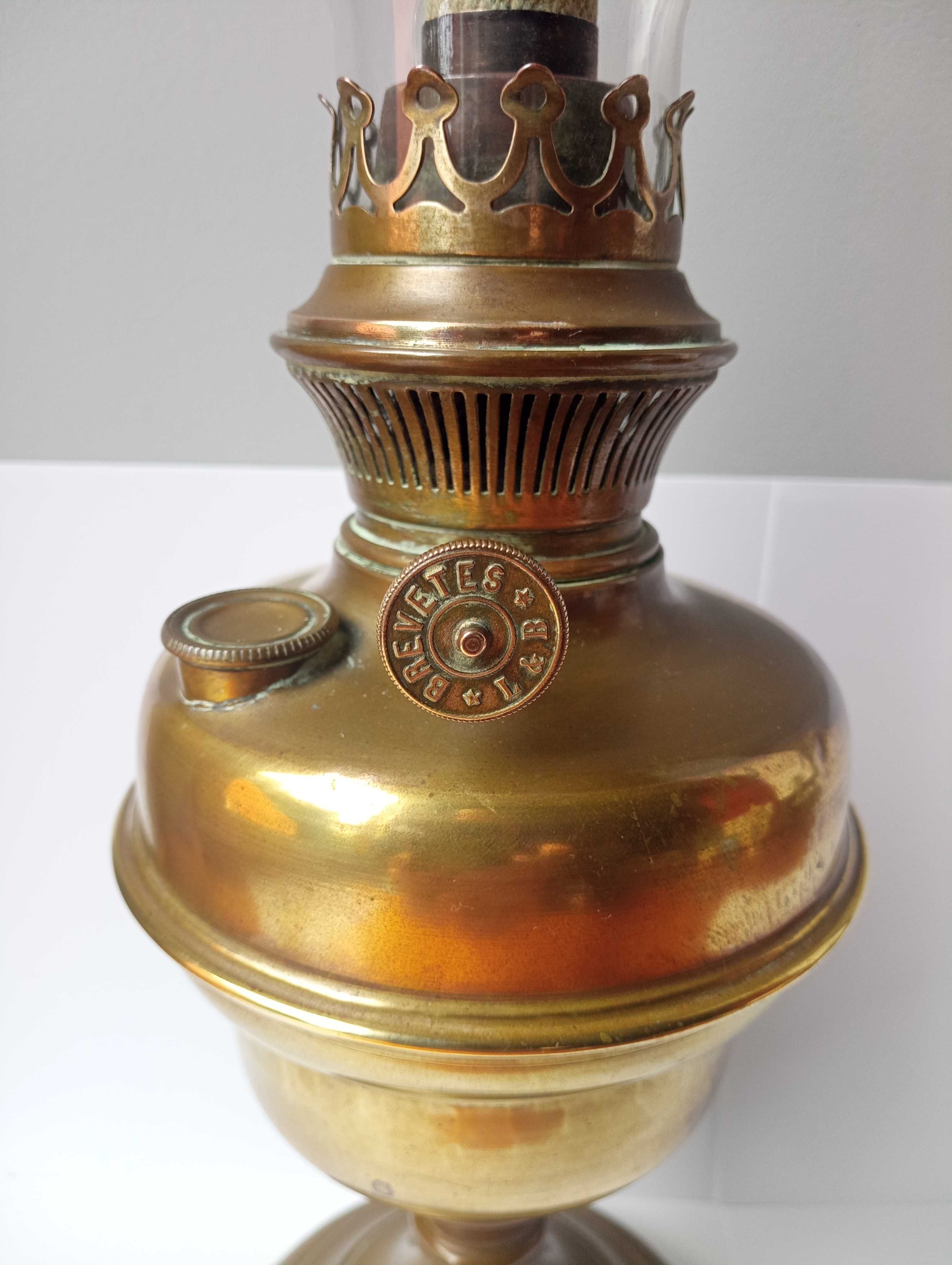 stara sygnowana lampa naftowa L&B Belgia XIX wiek
