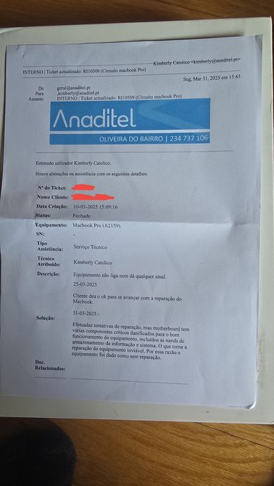 Macbook pro 2019 avariado