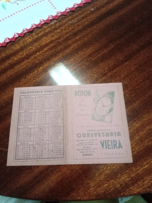 Calendário ano 1954