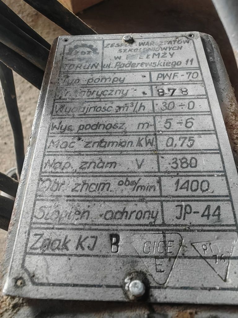 Pompa do wody szamba na siłę 3 fazy