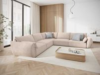 Sofa 7 os. symetryczna szenilowa beżowa Vanda Mazzini 286x286x85cm