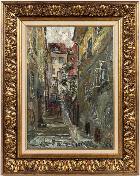 Włodzimierz Zakrzewski Obraz olejny Kamienne schodki Warszawa