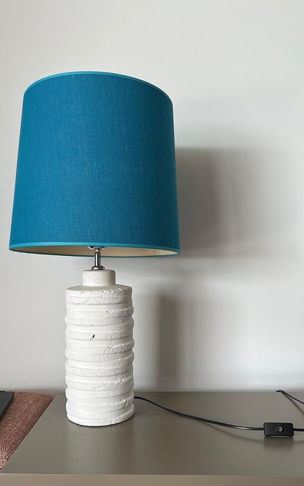 Candeeiro Mesa Branco e Azul