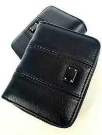 Czarny nowy portfel mały poręczny
