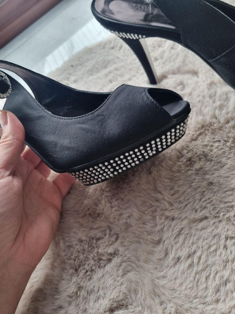 Buty szpilki na szpilce platformy open toe odkryty palec