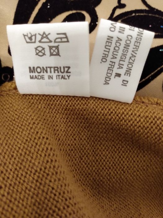 Sweter MONTRUZ - MADE in ITALY - 100 % Wełna - kolor camel ,