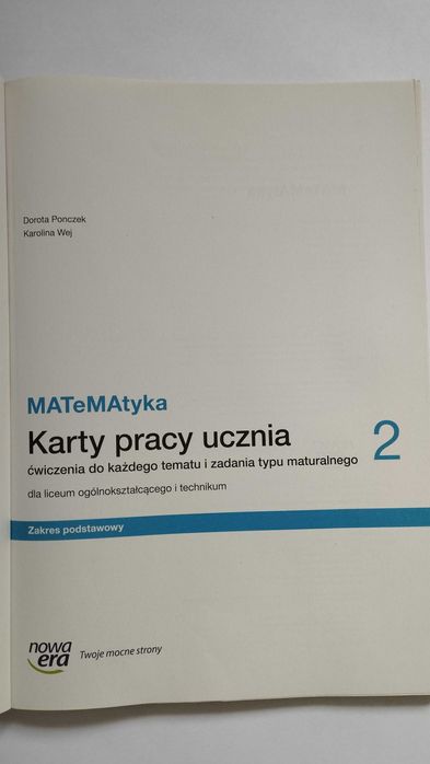 Karty pracy od matematyki do klasy 2 liceum