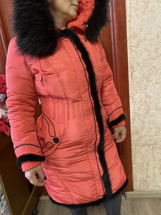 Пуховик зимовий довгий з плащівки