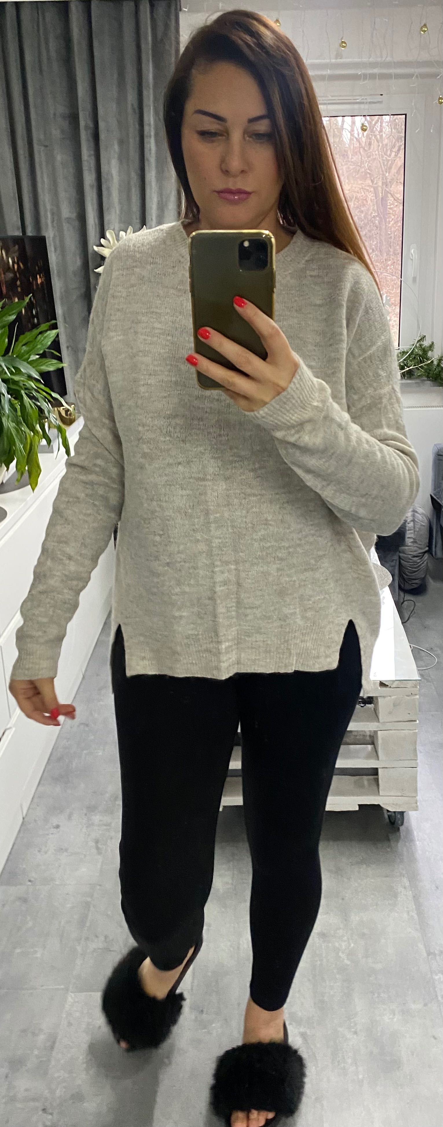 Kremowy beżowy melanż sweterek new look S do L