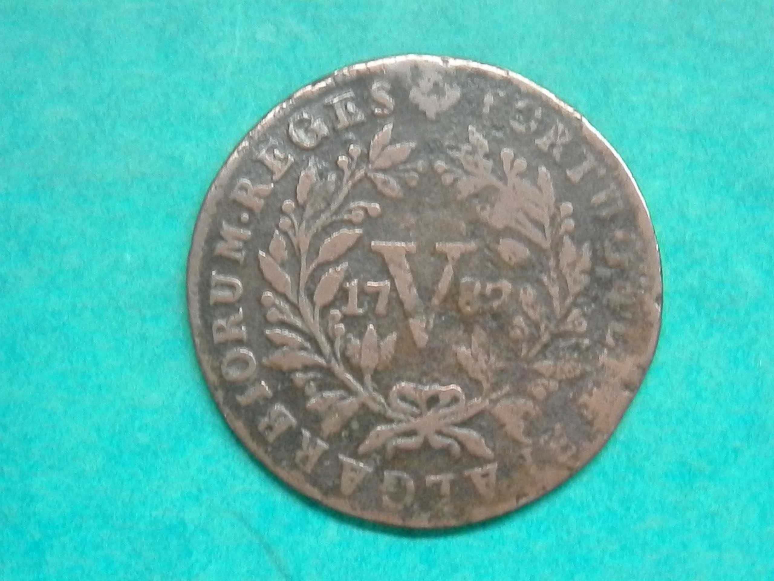 864 - Maria I e Pedro III: V réis 1782 cobre, por 19,00