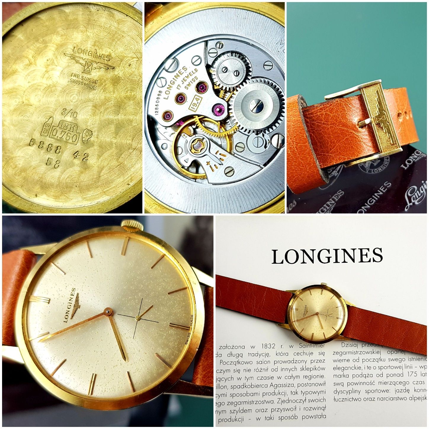 Złoty zegarek Longines Caltrava zloto 18k Unikat lata 50/60 Box
