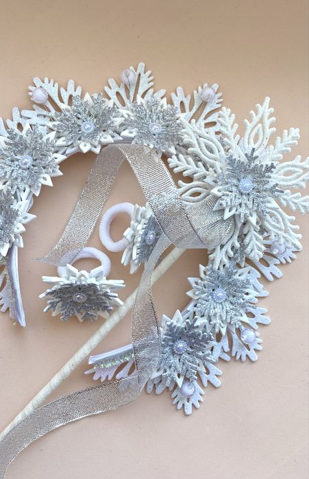 Обідок із сніжинок, резинки сніжинки, чарівна паличка сніжинка