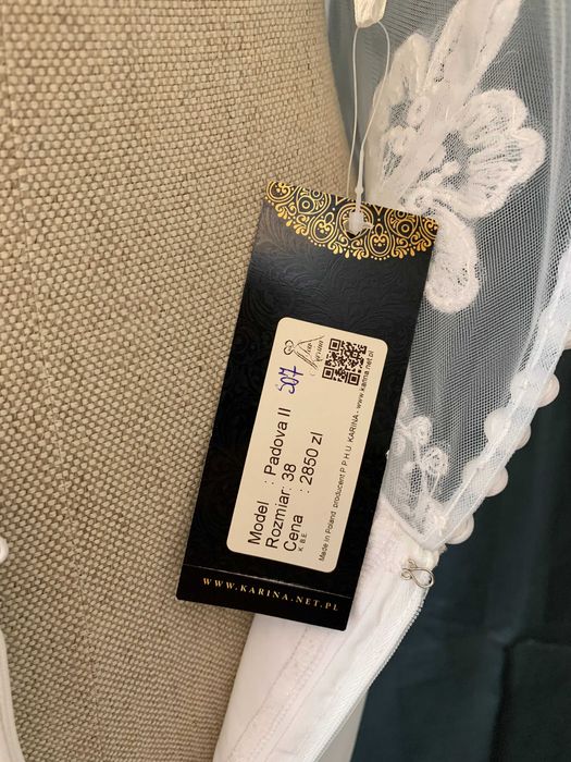 Nowa Suknia Ślubna Ivory Kremowa M 38 Gładka Empire Syrena Glamour