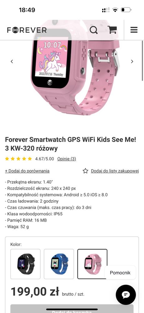 Zegarek z kamerką sim gps