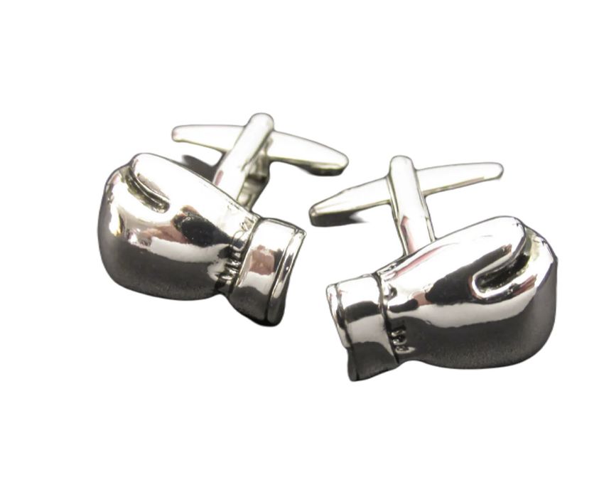 Запонки на рубашку в виде боксерских перчаток с родиевым покрытием