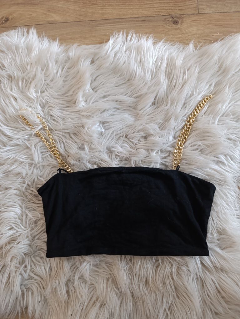 Crop top bluzka na ramiączkach łańcuszki XS s shein sylwester
