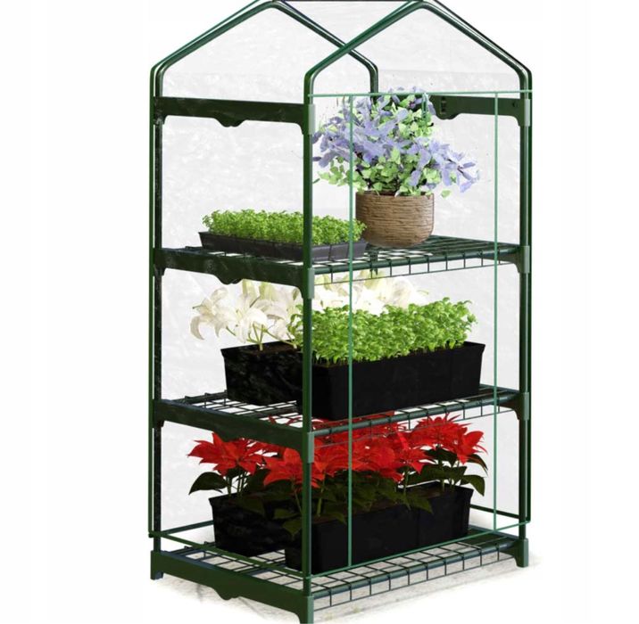 Mini Szklarnia Ogrodowa Balkonowa Regał Kwietnik na Kwiaty 125x69x49cm