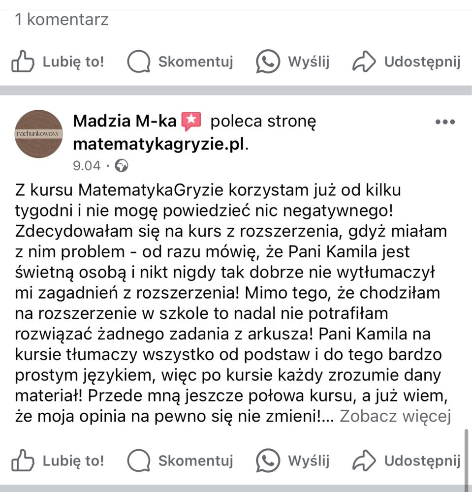 Korepetycje z matematyki z autorką aplikacji Matematyka Gryzie