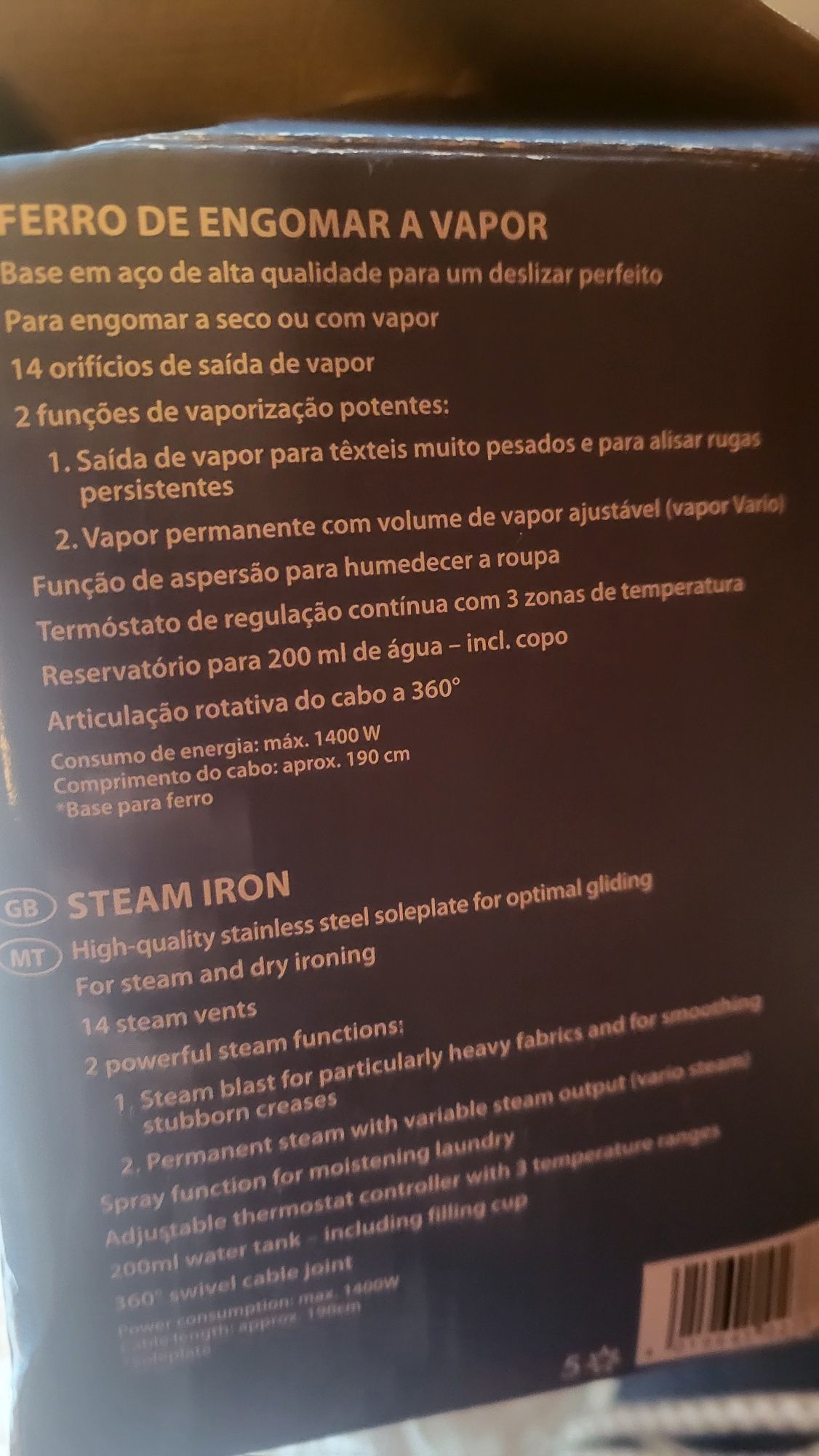 Ferro a vapor novo sem uso