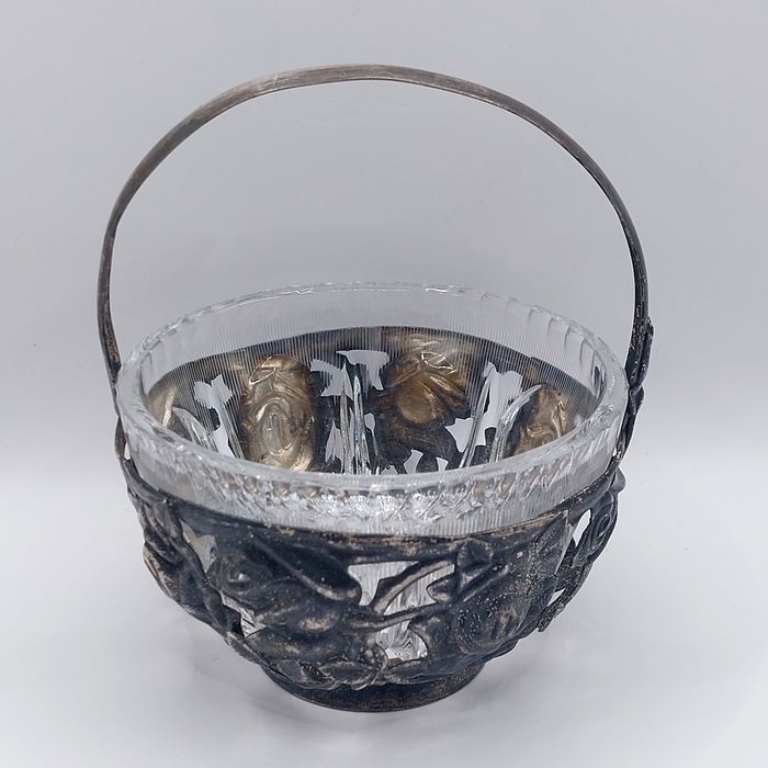 Cukiernica platerowana kryształowa Hefra