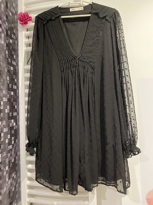 Zara czarna koronkowa sukienka tunika XL 42 hm