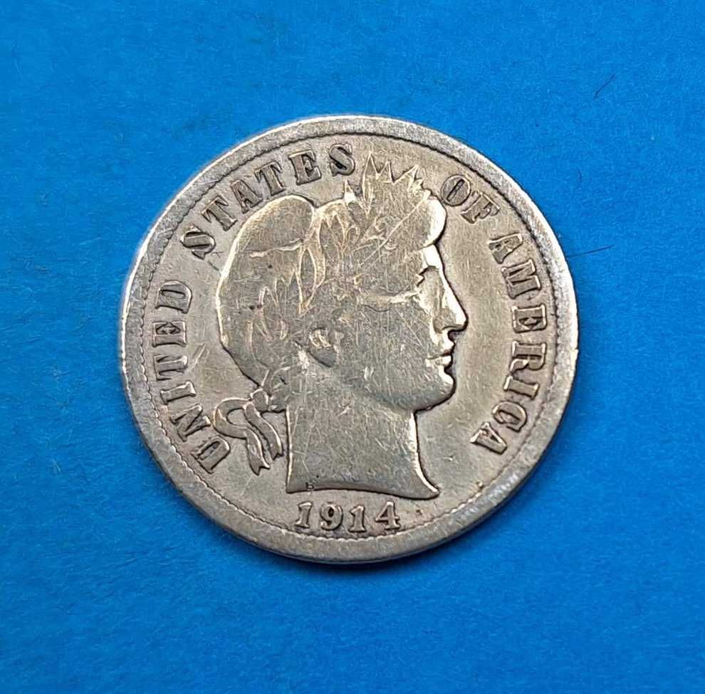 USA One Dime Barbera rok 1914, dobry stan, srebro 0,900