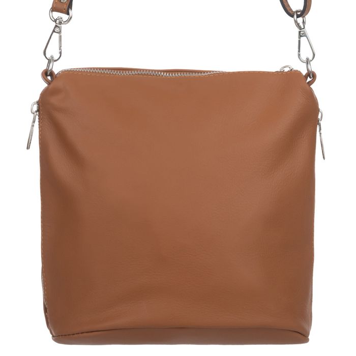 VERA PELLE torebka skórzana listonoszka z paskiem V513 c.zielona