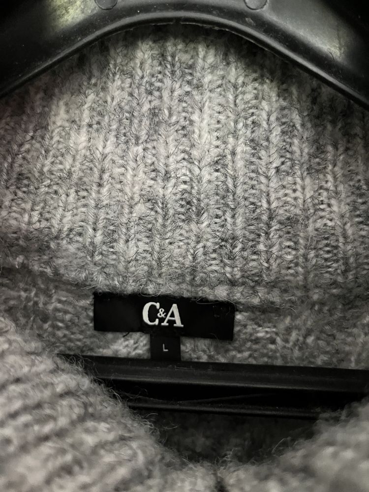 Sweter szary z zamkiem C&A oversize L 40 XL 42