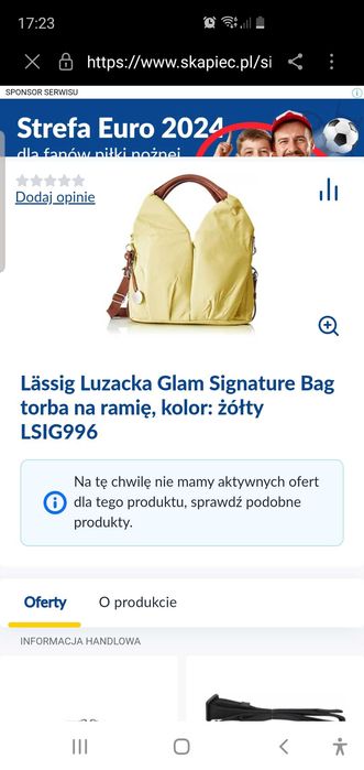 Torba torebka dla mamy żółta Lassing Glam Label Stan bardzo dobry