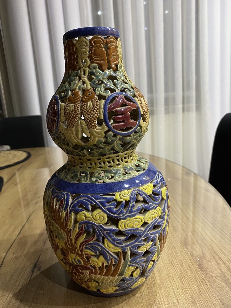 Wazon ażurowy chiński ceramiczny duży 30 cm