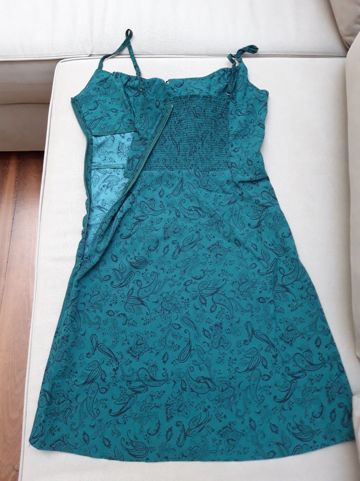 Vestido de Verão com padrões vintage - verde (XS-S) NOVO!
