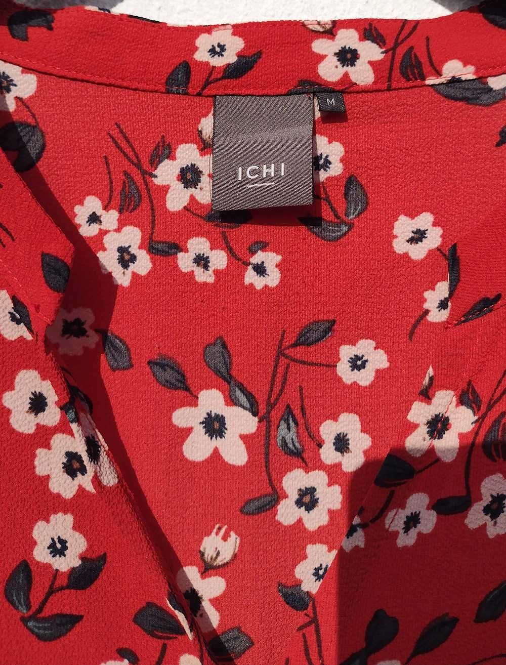 Красное стильное миди платье в цветочный принт Ichi M