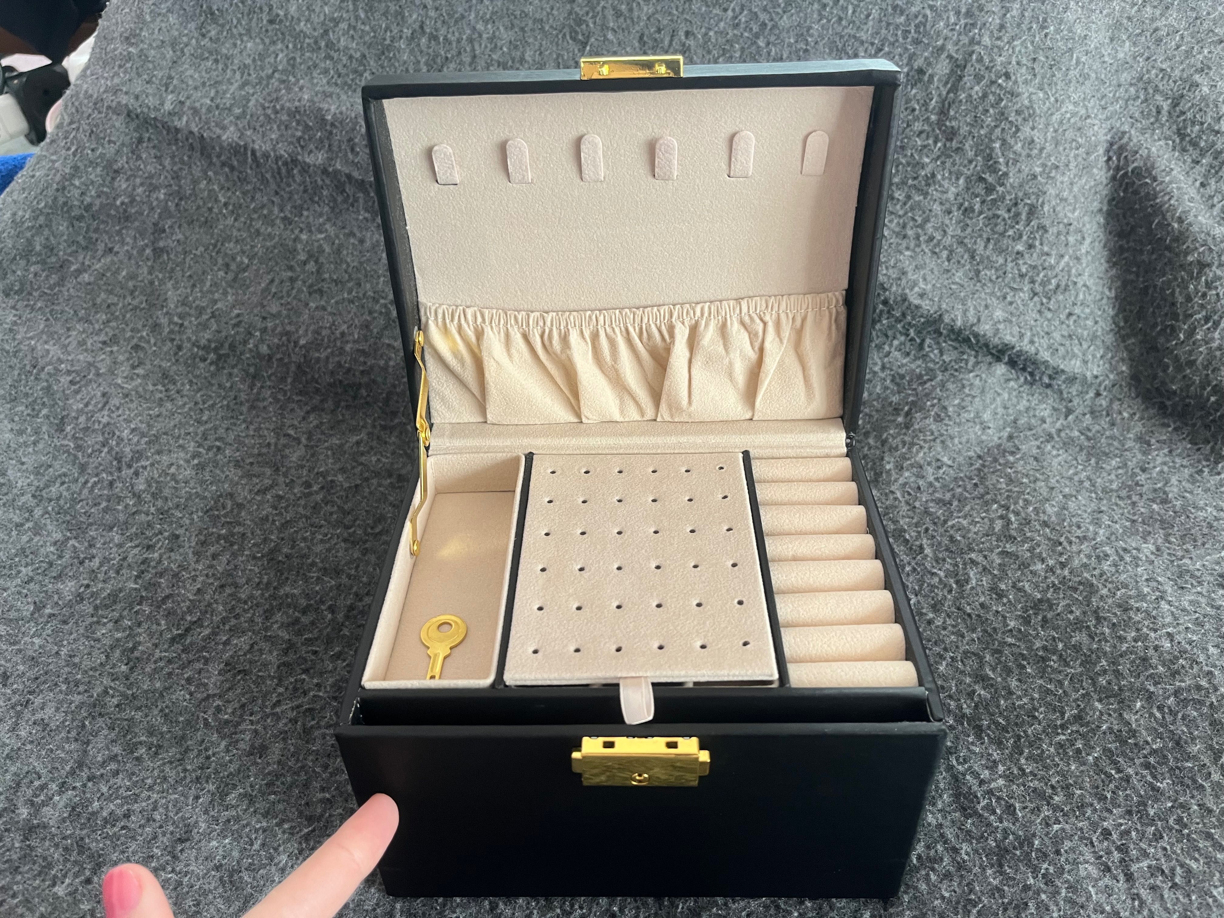 шкатулка для украшений коробка для золота черная большая органайзер