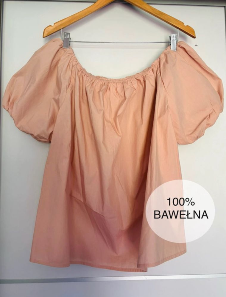Bluzka 42/XL 100% bawełniana bufki rękawy bufiaste
