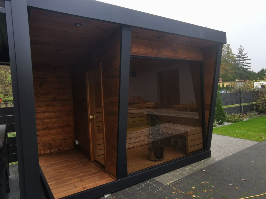 Sauna ogrodowa premium 2,3x3,2m Panorama Piec JBL raty Leasing